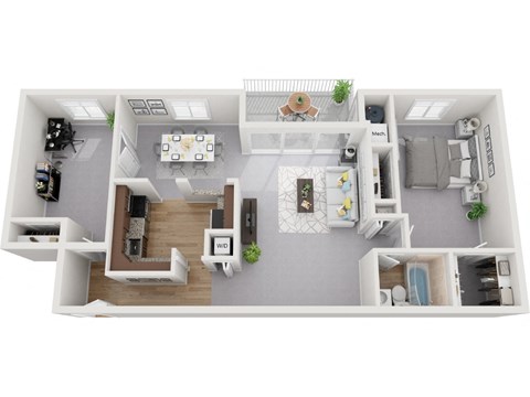 Renovated 1 Bedroom 1 Bath with Den 98s3f Floor Plan, atPadonia Village Apartments, Timonium MD